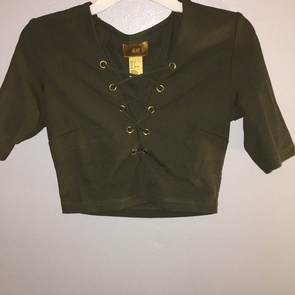 Green crop top with open chest